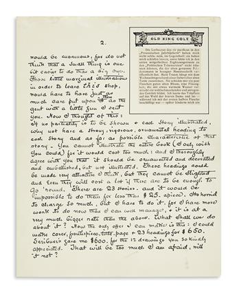 PARRISH, MAXFIELD. Illustrated Autograph Letter Signed, to publisher Chauncey L. Williams (My dear Mr. Williams),